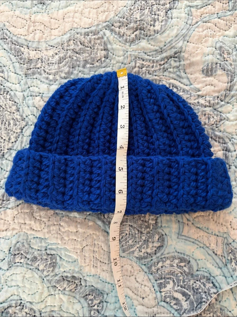 Hand Crafted Royal Blue Kids Knit Beanie Hat